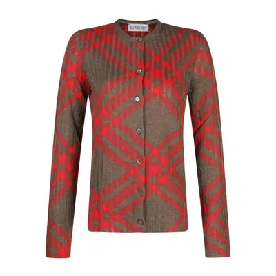 Burberry All-over Check Pattern Mohair-blend Cardigan In Gray