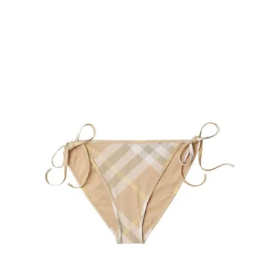 Burberry All-over Check Print Bikini Bottom In Brown
