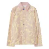 Burberry Floral Patterned Denim Jacket With Corduroy Collar In Pink