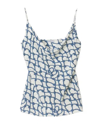 Burberry Allover Knot Printed Tank Top In Blue