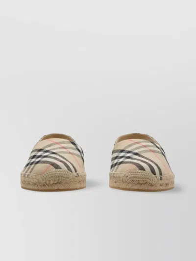 BURBERRY ALMOND TOE CHECKED CANVAS ESPADRILLES