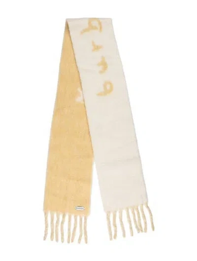 Pre-owned Burberry Alpaca Floral Print Scarf W/ Tags In Yellow