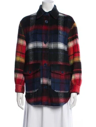 Pre-owned Burberry Alpaca Plaid Print Jacket In Red