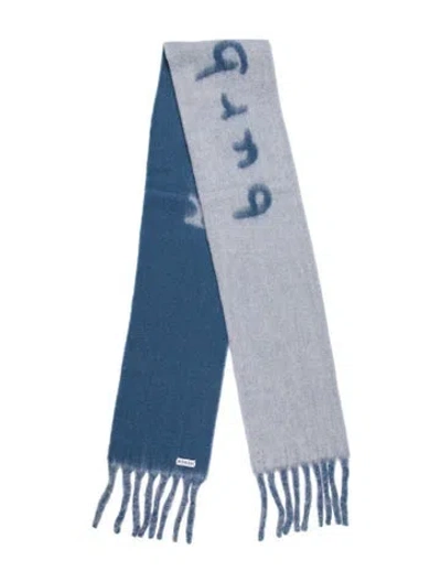 Pre-owned Burberry Alpaca Printed Scarf In Blue
