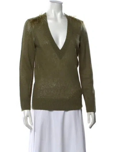 Pre-owned Burberry Alpaca V-neck Sweater In Green