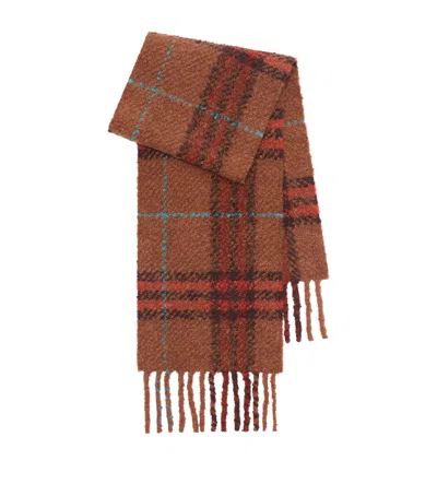 BURBERRY ALPACA-WOOL BOUCLÉ CHECK SCARF