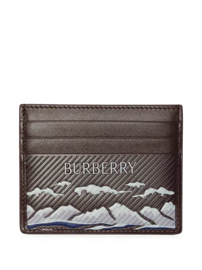 Burberry Alpine-landscape Leather Card Holder In Brown