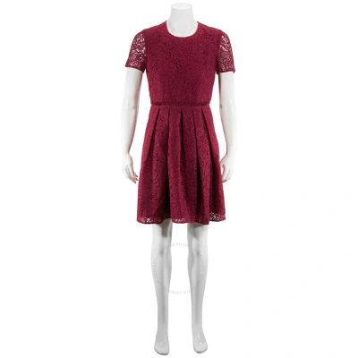 Burberry Amber Italian Lace A-line Dress In Dark Crimson