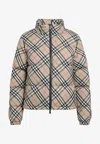 Burberry Ambleside Check Down Jacket In Beige