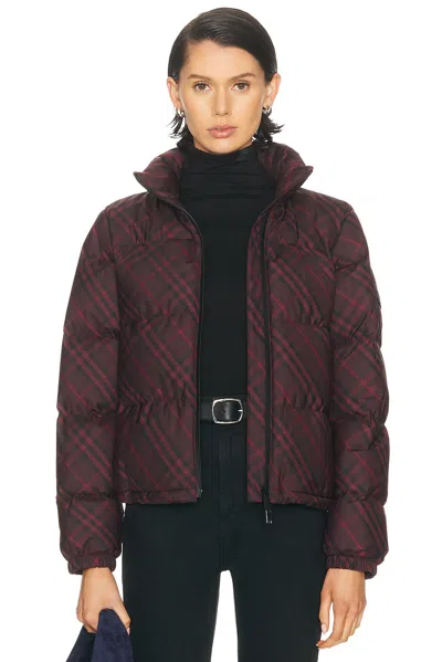 Burberry Women Check Ambleside Puffer Jacket In Red