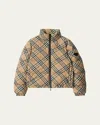 Burberry Check Ambleside High Collar Puffer Coat In Multi