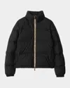 Burberry Ambleside Check Zipper Puffer Jacket With Hood In Black