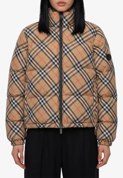 Burberry Ambleside Vintage Check Puffer Jacket In Animal Print