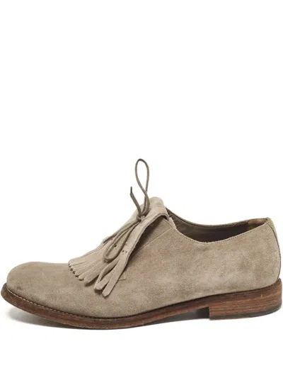 Pre-owned Burberry Ampney Suede Derby Shoes In Gray