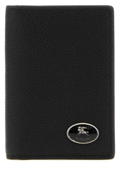 Burberry Embossed-check Folding Card Case In Black