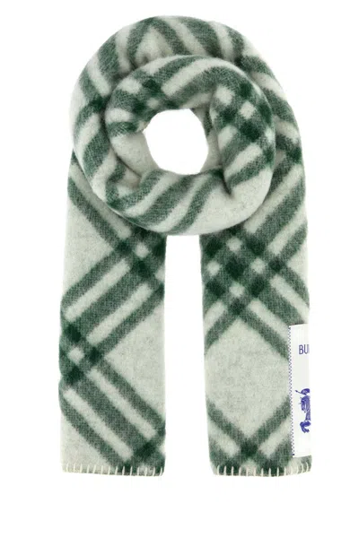 Burberry Check Blanket-stitch Scarf In Green
