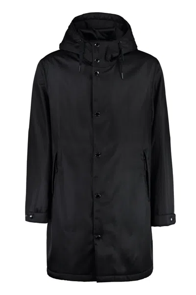 Burberry Anderton Hooded Raincoat In Black