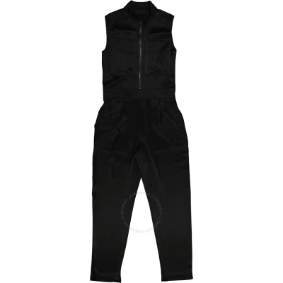 Burberry Anete Satin Sleeveless Jumpsuit In Black