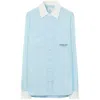Burberry Anette Contrast Trim Silk Shirt In Blue