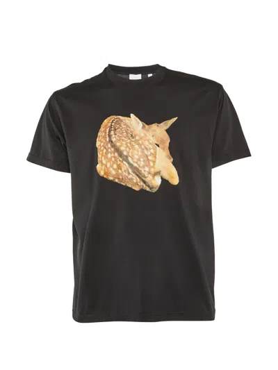 Pre-owned Burberry Animal Print Crew Neck T-shirt In Black