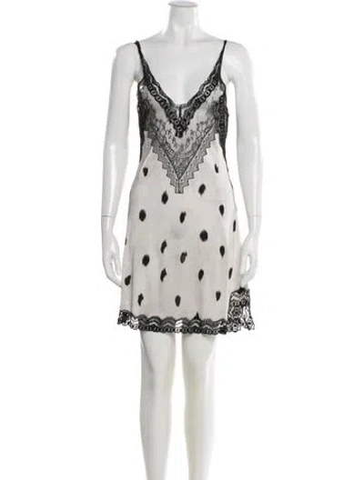 Pre-owned Burberry Animal Print Lace Trim Embellishment Nightgown In White