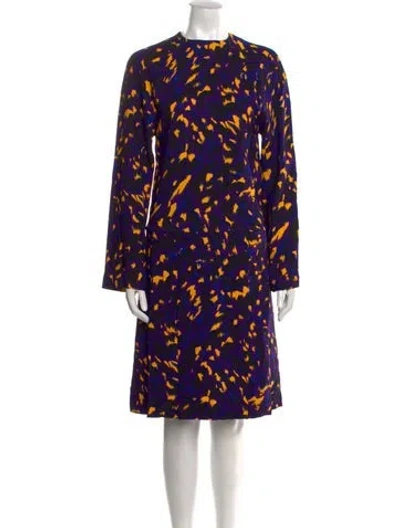Pre-owned Burberry Animal Print Midi Length Dress In Purple