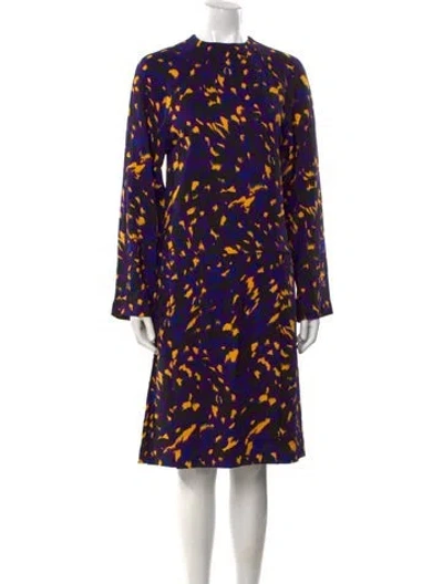 Pre-owned Burberry Animal Print Midi Length Dress W/ Tags In Purple