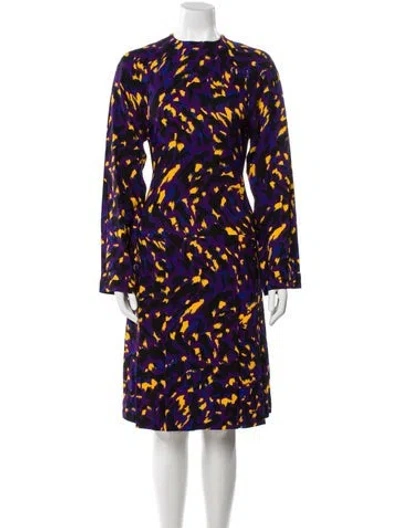 Pre-owned Burberry Animal Print Midi Length Dress W/ Tags In Purple