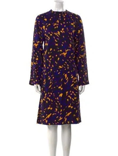 Pre-owned Burberry Animal Print Midi Length Dress W/ Tags In Purple