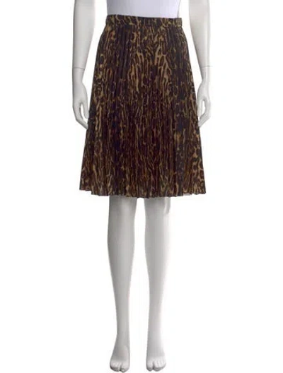 Pre-owned Burberry Animal Print Midi Length Skirt In Black