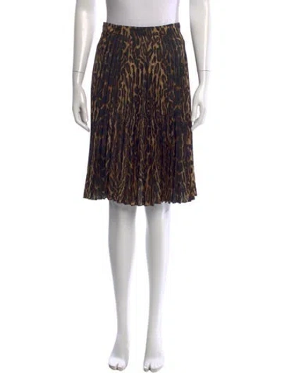 Pre-owned Burberry Animal Print Midi Length Skirt W/ Tags In Brown