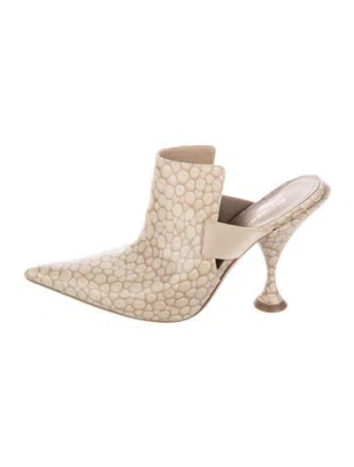 Pre-owned Burberry Animal Print Mules In Neutral