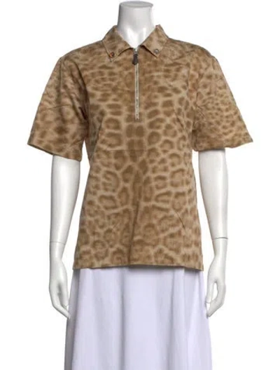 Pre-owned Burberry Animal Print Short Sleeve Polo In Neutrals