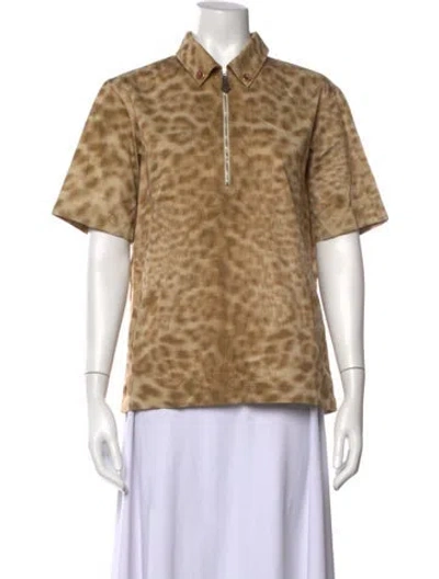 Pre-owned Burberry Animal Print Short Sleeve Polo In Neutrals