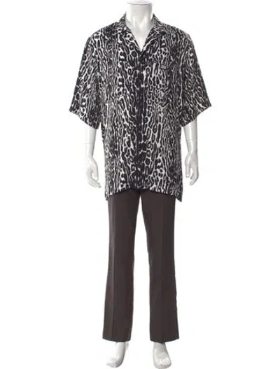 Pre-owned Burberry Animal Print Short Sleeve Shirt In White