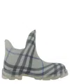 Burberry Gray Check Rubber Marsh Low Rain Boots In Grey