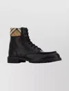 Burberry Ankle Boots With Check Pattern Cuff In Black