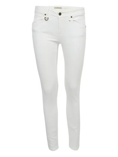 Pre-owned Burberry Ankle Cotton Trousers In White