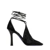 Burberry Ankle Wrap Mesh Knit Pumps In Black