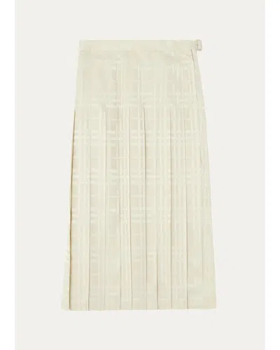 Burberry Annalie Jacquard-check Silk Midi Skirt In Nude