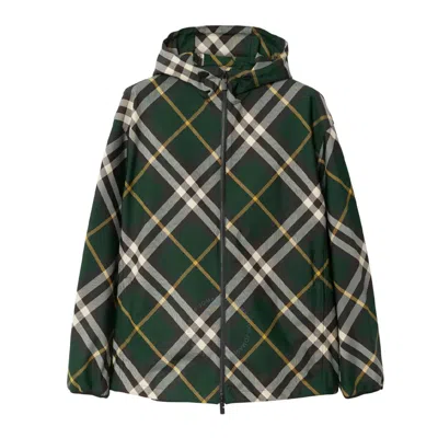 Burberry Anorak Check-pattern Zipped Hooded Jacket In Green