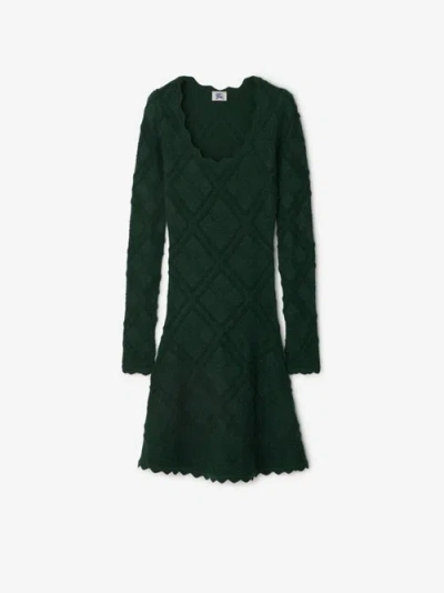 Burberry Aran Wool Blend Dress In Green