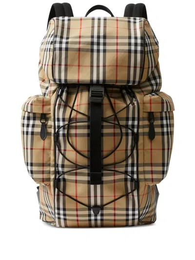 Burberry Arch Beige Backpack For Men In Tan