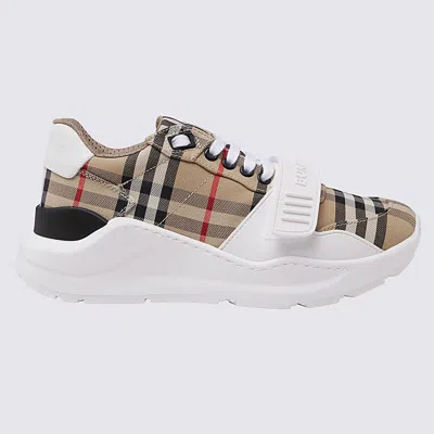 Burberry Check Fabric Sneakers In White