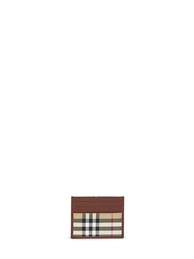 Burberry Archive Beige Check Credit Card Holder In Sand