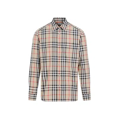 BURBERRY ARCHIVE BEIGE COTTON CHECKED SHIRT