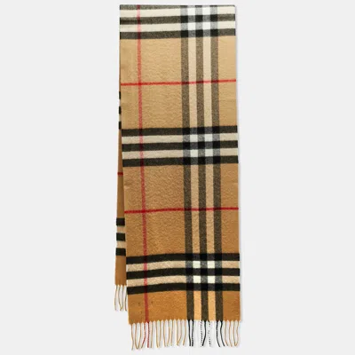 Pre-owned Burberry Archive Beige Gaint Check Cashmere Scarf In Sand