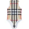 BURBERRY BURBERRY ARCHIVE BEIGE GIRLS VINE VINTANGE CHECK ONE-PIECE SWIMSUIT
