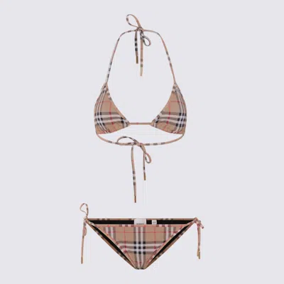 Burberry Archive Beige Ip Check Bikini Beachwear In Multi