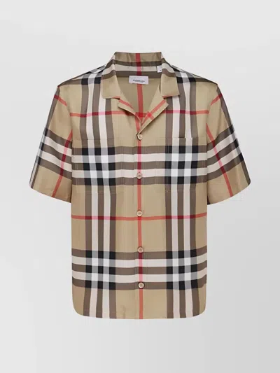 Burberry Silk Twill Bowling Shirt In Brown
